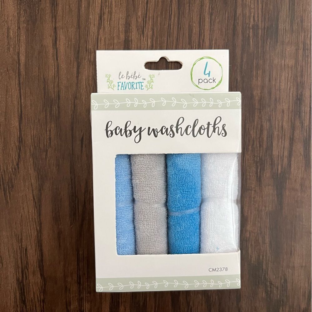 Le bebe favorite set of 4 baby washcloths - new in box
